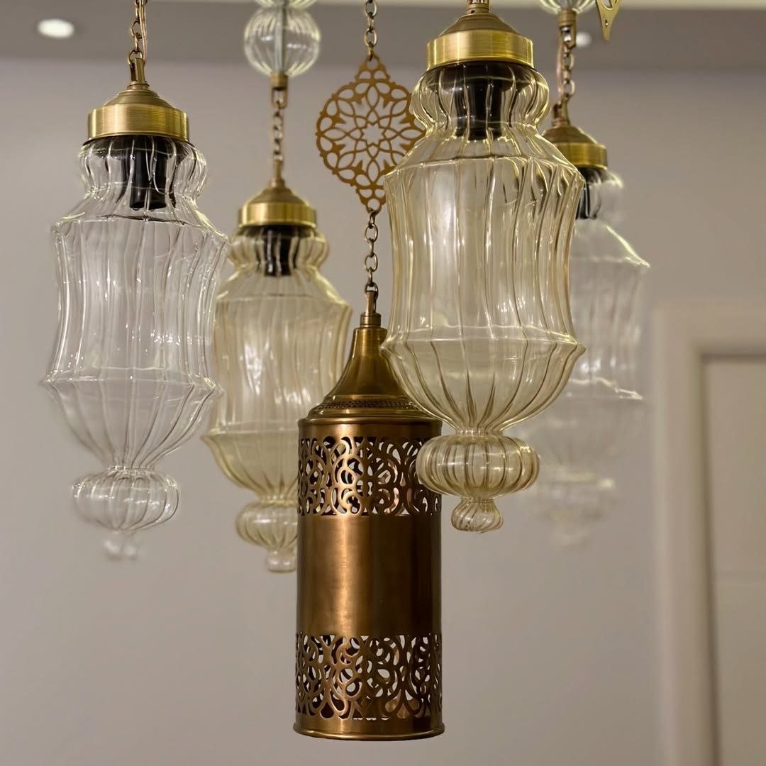 نجفة نحاس مستديرة ذهبي بطلاء عيار فاخر للصالونات