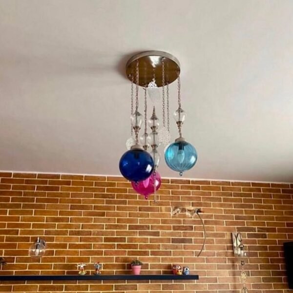 نجفة مسطرة مودرن نحاس بقطع كريستال من المشكاة