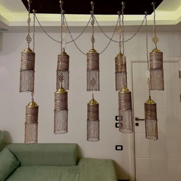 نجفة مسطرة مودرن نحاس بتصميم هندسي من المشكاة