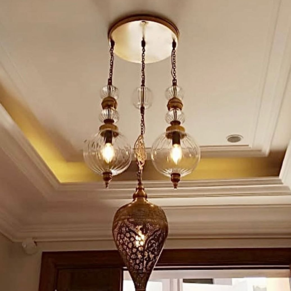 نجفة سقف مودرن نحاس أصلية بتصميم مدمج من المشكاة 