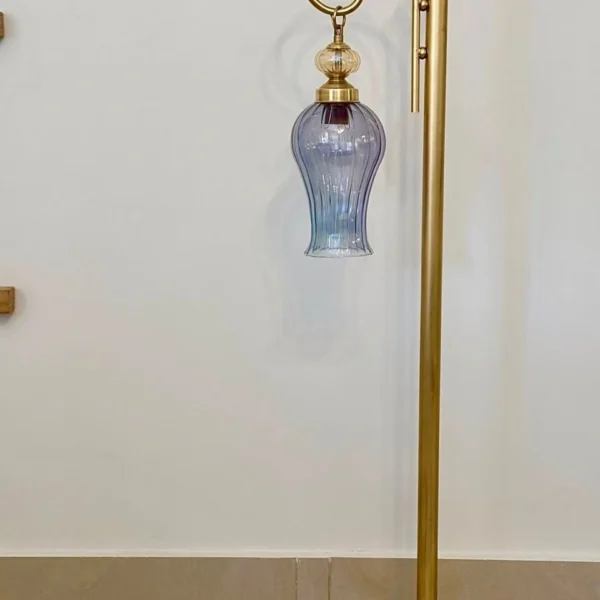 أباجورة أرضية نحاسي كريستال فخمة بتصميم ملكي من المشكاة 