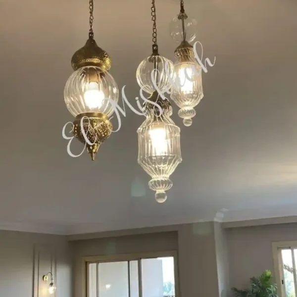 نجف مودرن نحاس كريستال بتصميم طبقات فخم من المشكاة 