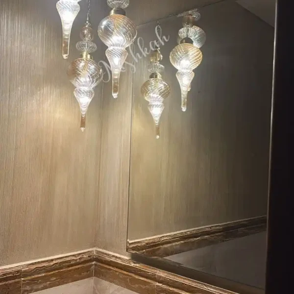 نجف مودرن نحاس كريستال بتصميم دائري فريد من المشكاة 