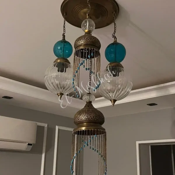 نجف مودرن نحاس كريستال بتصميم عصري فريد من المشكاة